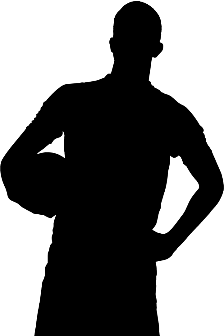 Silhouette Image of Male Football Player on Transparent Background