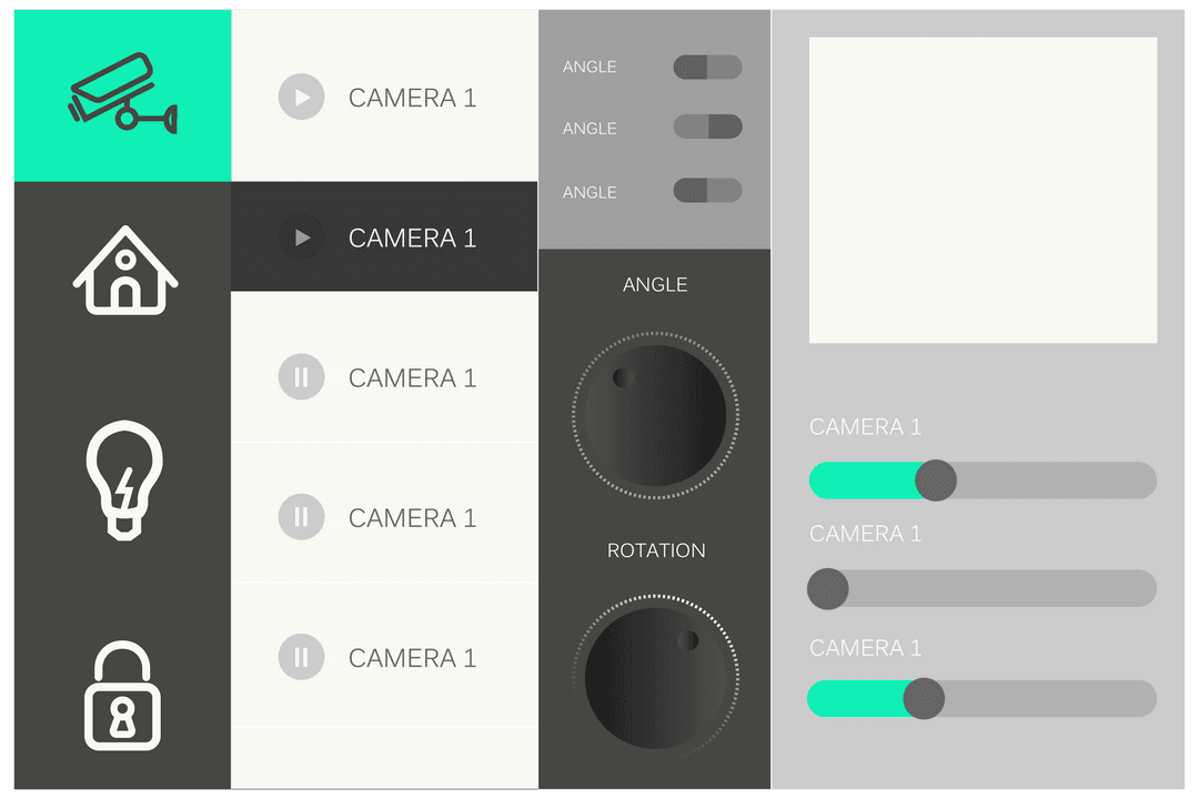 Transparent Digital Interface with House Security Panel Elements