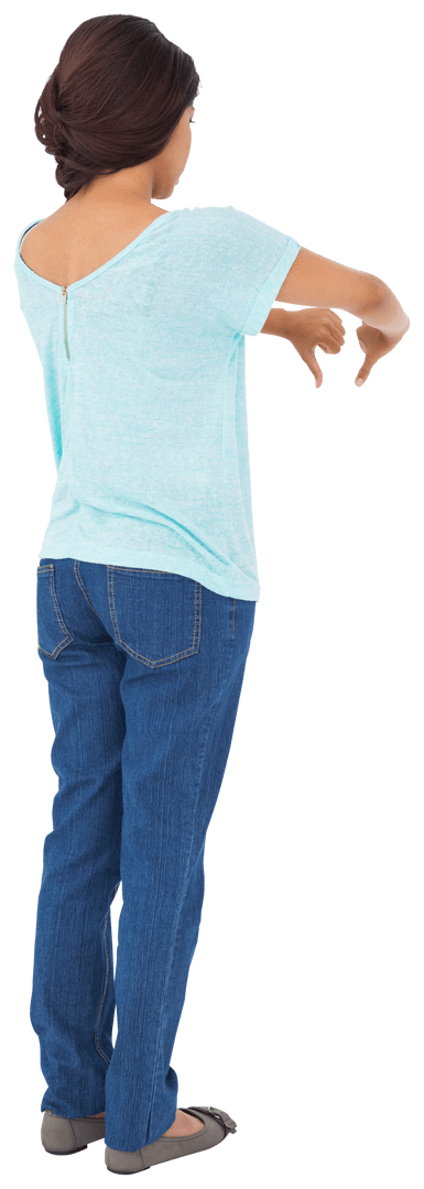 Transparent Image of Woman Showing Thumbs Down Gesture