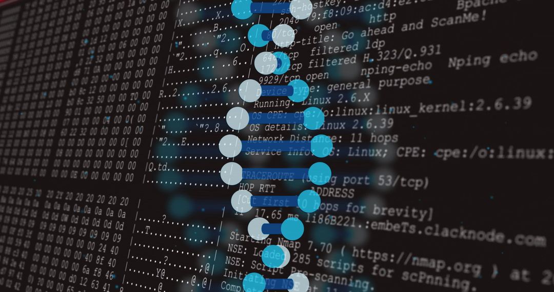 DNA Strand with Binary Code Overlay Representing Digital Bioinformatics - Free Images, Stock Photos and Pictures on Pikwizard.com