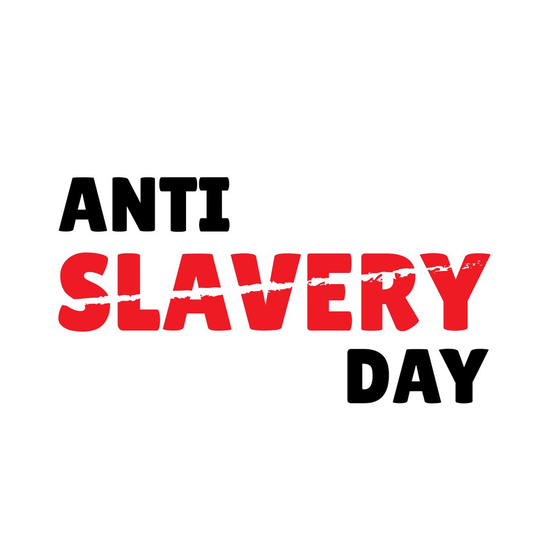 Illustration Celebrating Anti Slavery Day with Bold Red Text