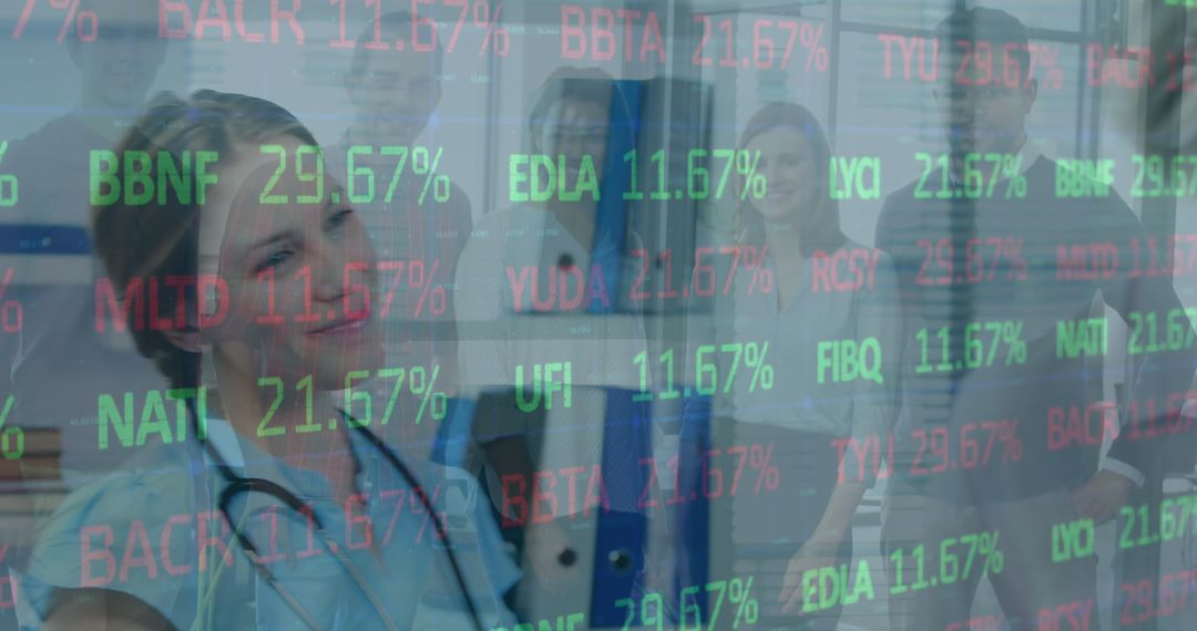 Female Doctor Analyzing Digital Data Projections