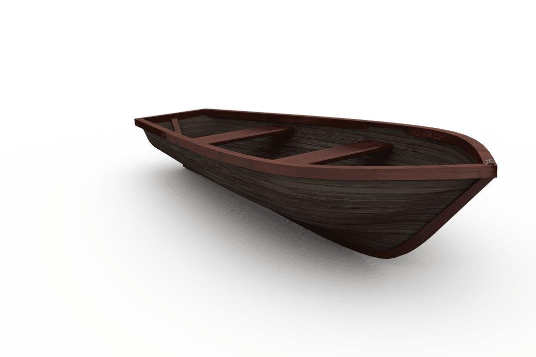 Realistic Wooden Boat Illustration on Transparent Background