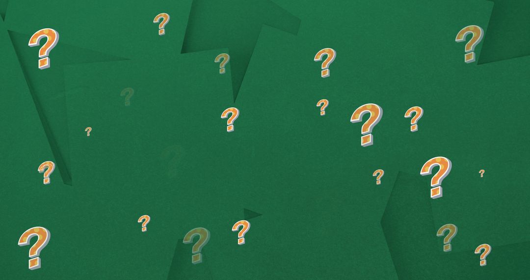 Conceptual Question Marks on Green Background