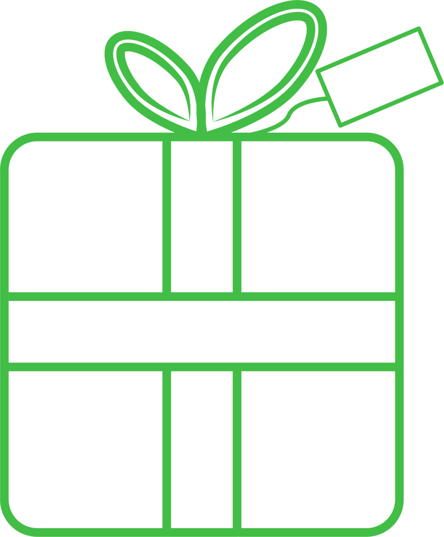 Transparent Green Gift Box with Tag Vector Outline