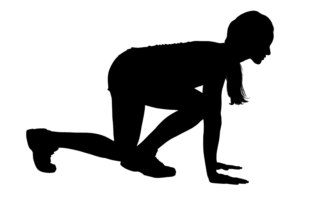 Transparent Silhouette of Athlete Sprinting in Starting Pose