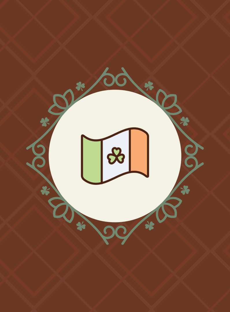 Irish Flag with Clover Icon Transparent Background