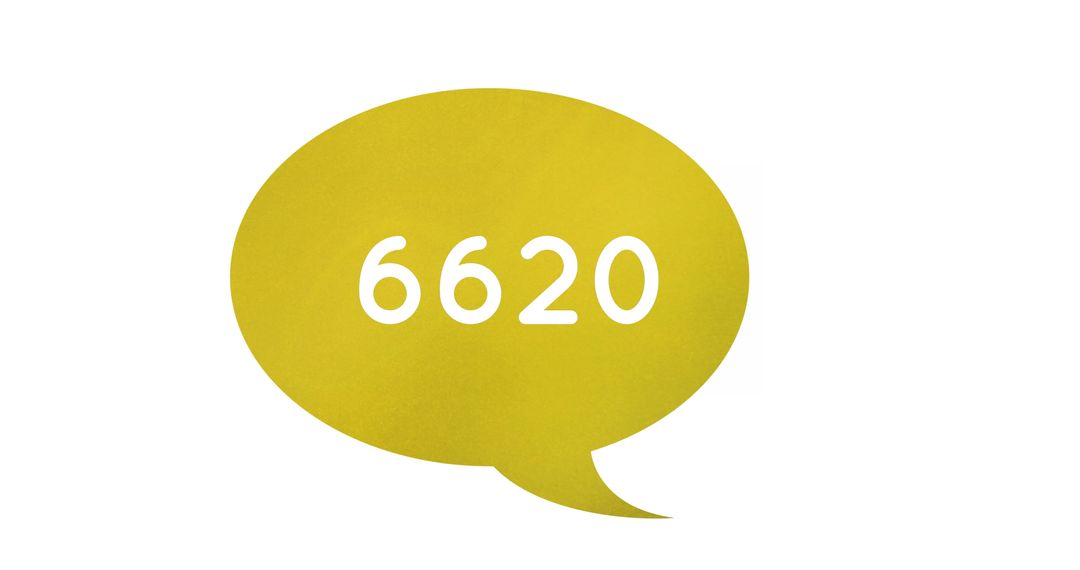Yellow Speech Bubble with Number 6620 on White