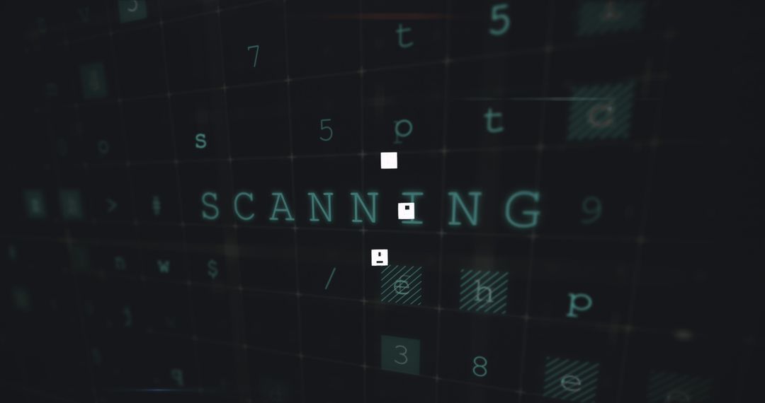 Glowing Data Code Interface Displaying Scanning Message