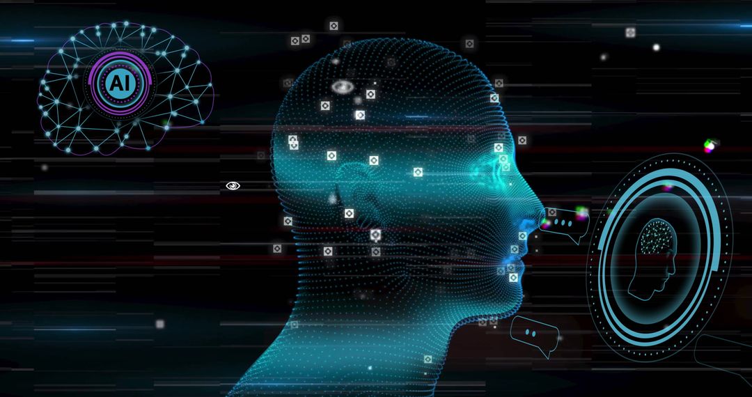 AI Technology Concept with Digital Human and Brain Interface