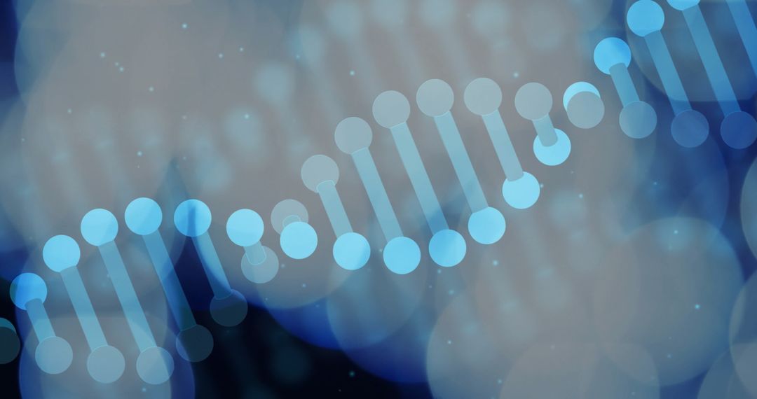 Digital DNA Strand on Blue Bokeh Background: Genetic Innovation Concept