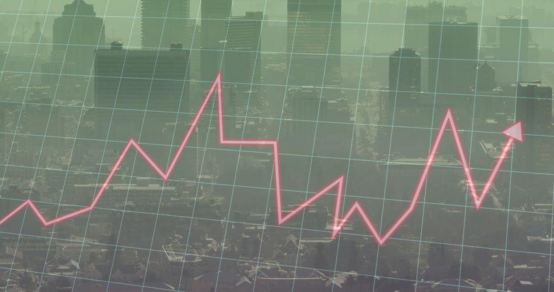 Rising Graphs Over Cityscape Illustrating Financial Growth