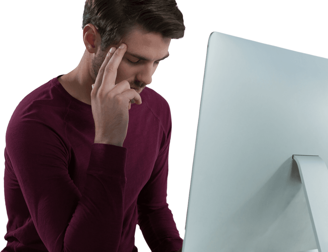 Transparent Man Sleeping on Computer Showing Fatigue