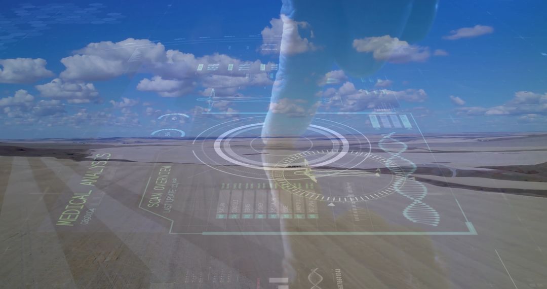 Futuristic Medical Hologram Interface in Remote Open Plain