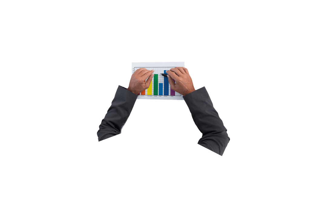 Caucasian Businessman Analyzing Statistics with Tablet on Transparent Background