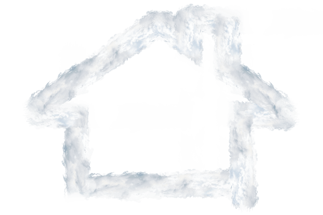 House Symbol Made of Clouds on Transparent Background