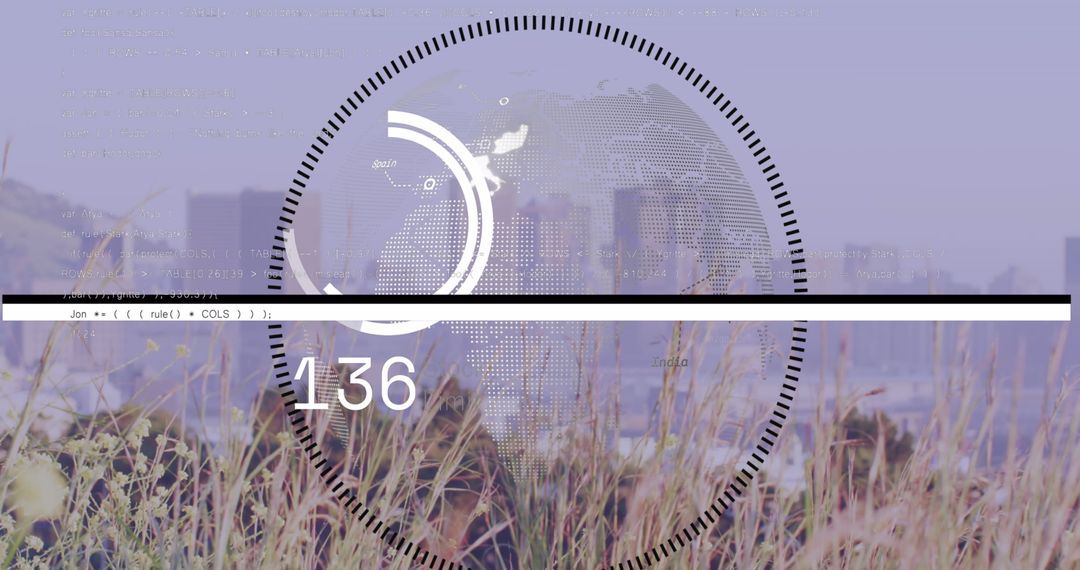 Digital Data Interface with Globe over Cityscape