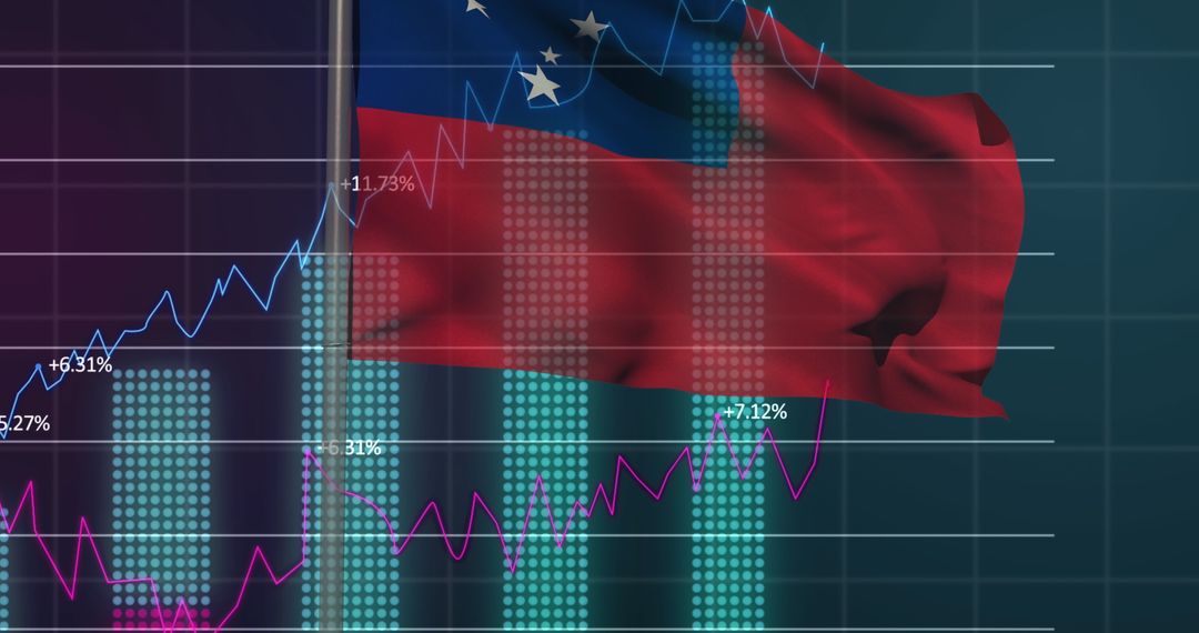 Venezuelan Flag with Digital Financial Chart and Graphs