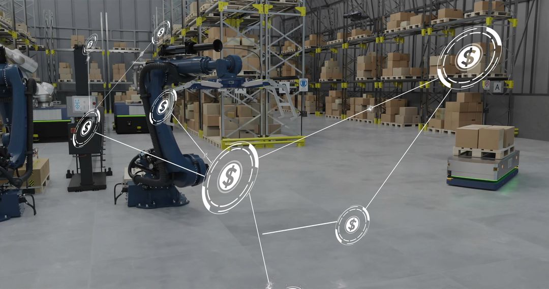 Futuristic Warehouse Robotics with Financial Network Connection