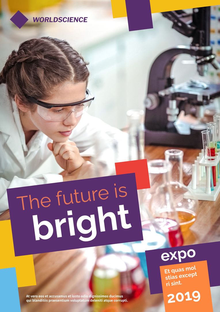 Science Expo Ad with Young Scientist Showcasing Innovation and Research - Download Free Stock Templates Pikwizard.com