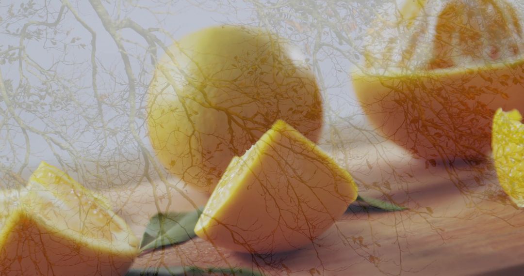 Sliced Fresh Oranges on Wooden Surface Combining Nature and Health