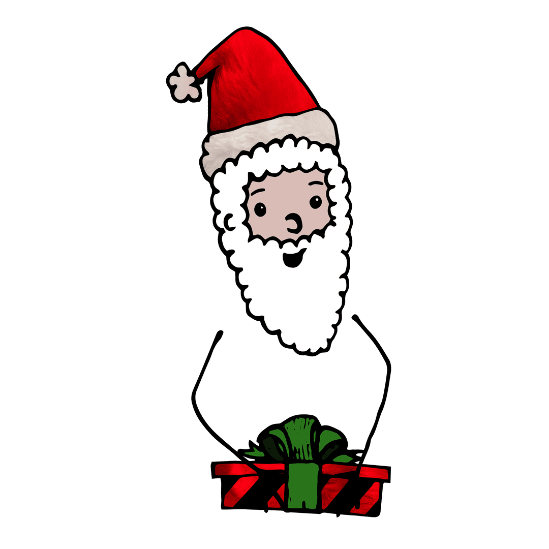 Happy Santa with Gift on Transparent Background for Christmas