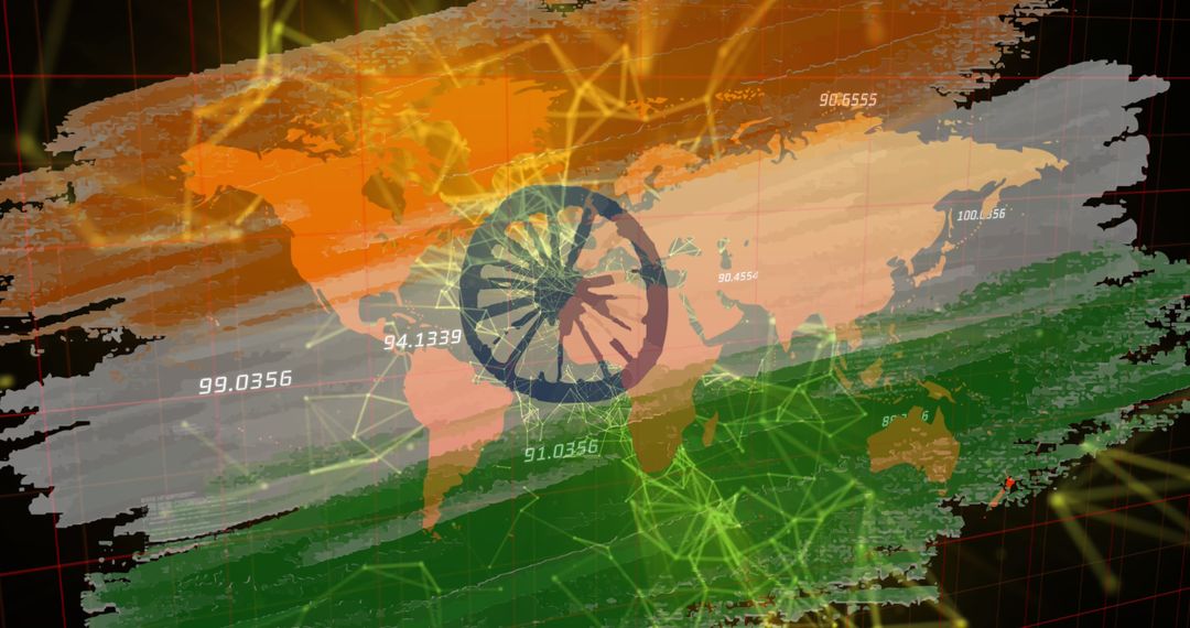 Global Bitcoin Network with Indian Flag Overlay