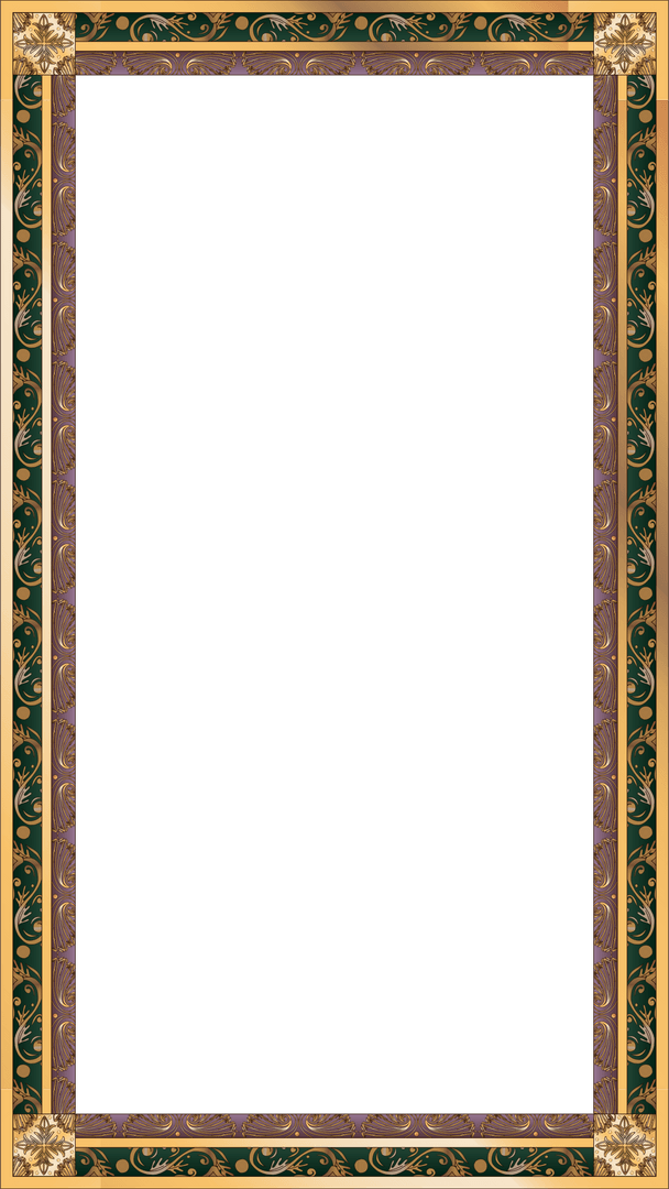 Ornate Vintage Frame with Gold Rosettes and Transparent Background