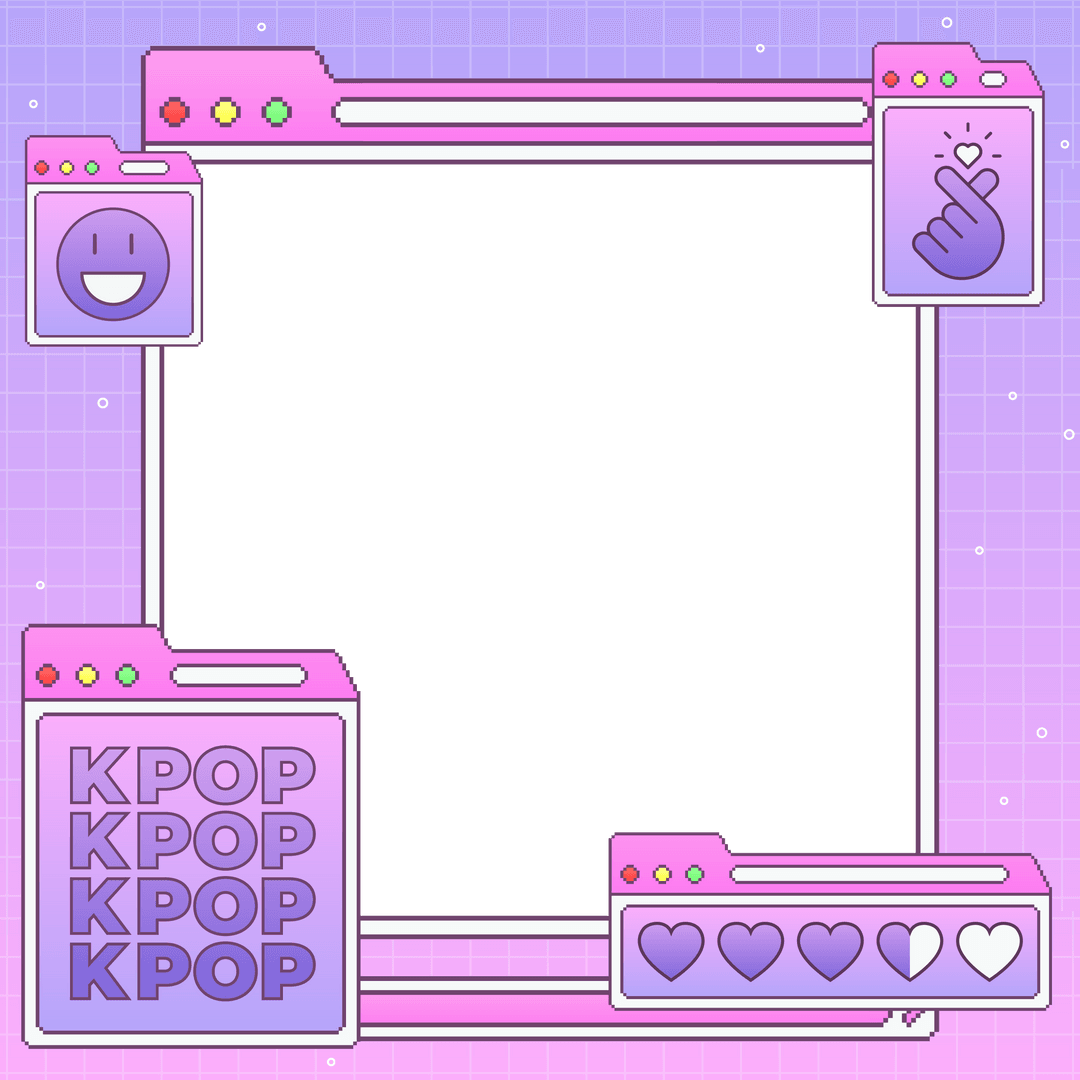 Colorful Digital Interface with KPOP and Emoji on Transparent Background
