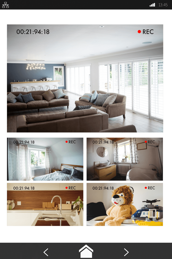 Home Security Surveillance View Interior Display on Transparent Screen