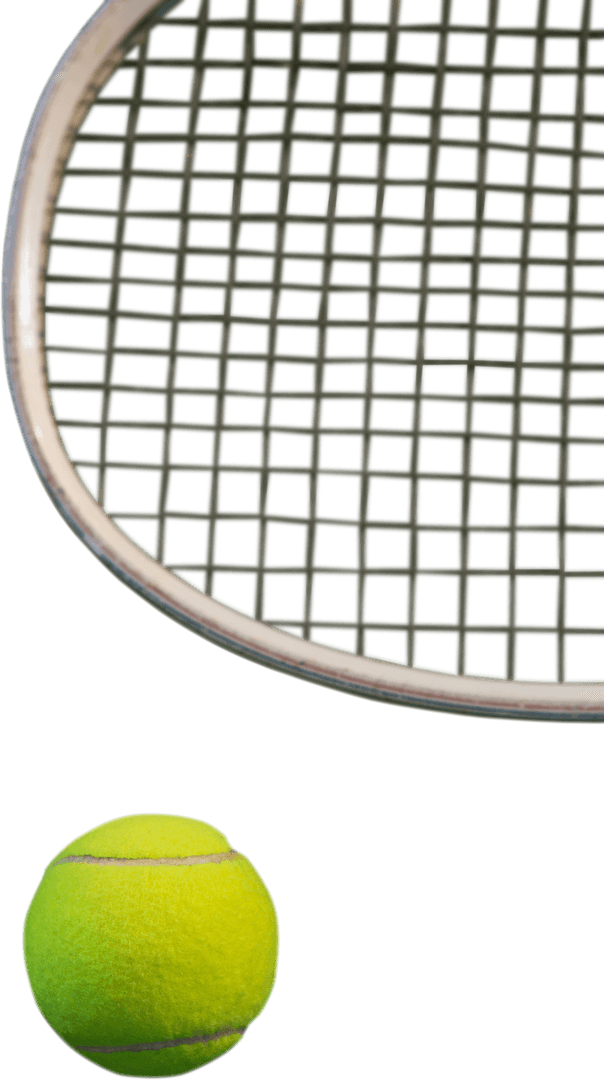 Transparent Tennis Racket and Ball Isolated on White