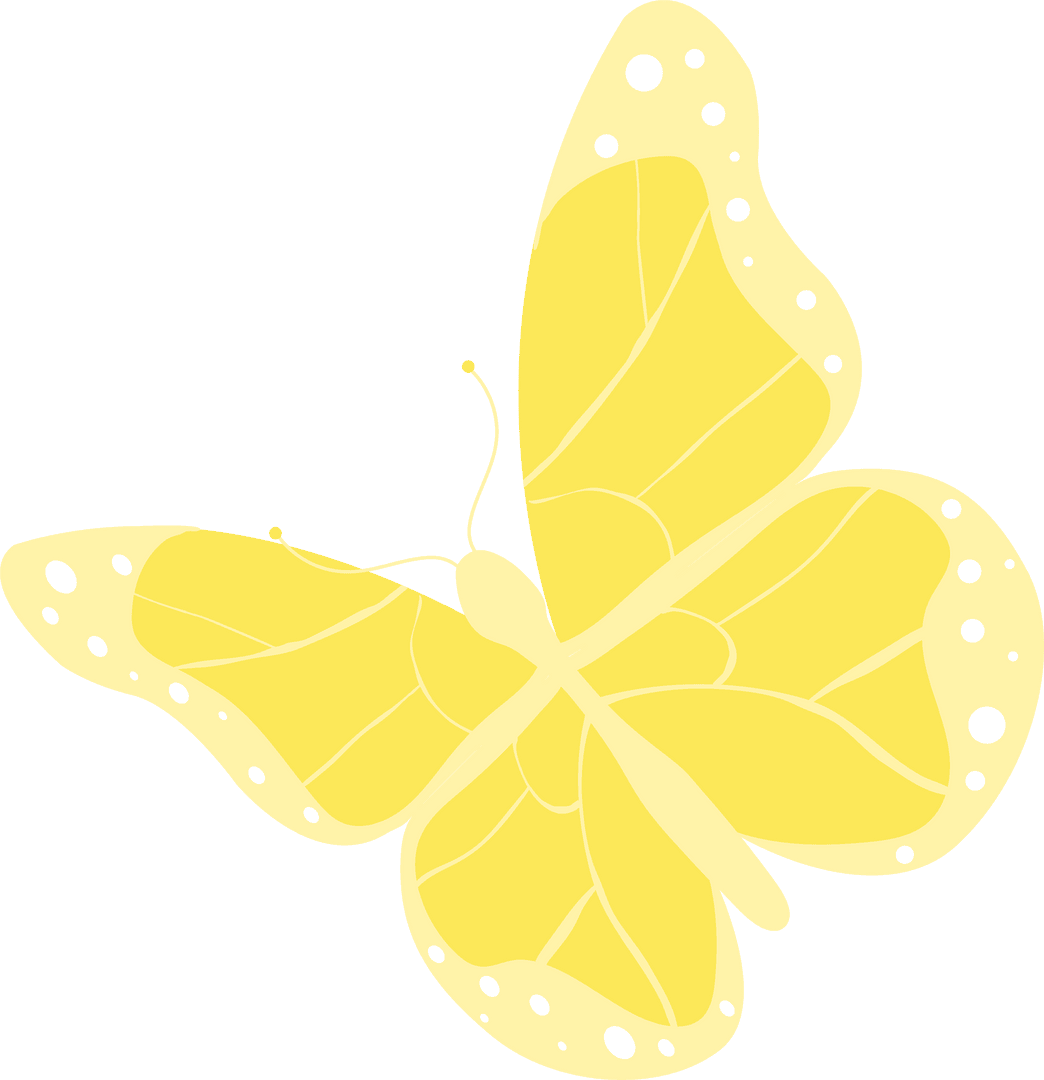 Bright Yellow Butterfly with White Spots on Transparent Background