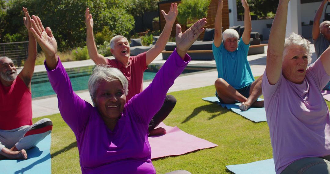 Senior Citizens Enjoying Outdoor Yoga Session Together - Free Images, Stock Photos and Pictures on Pikwizard.com