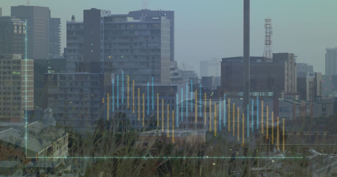 Financial Data Visualization Against Metropolitan Skyline