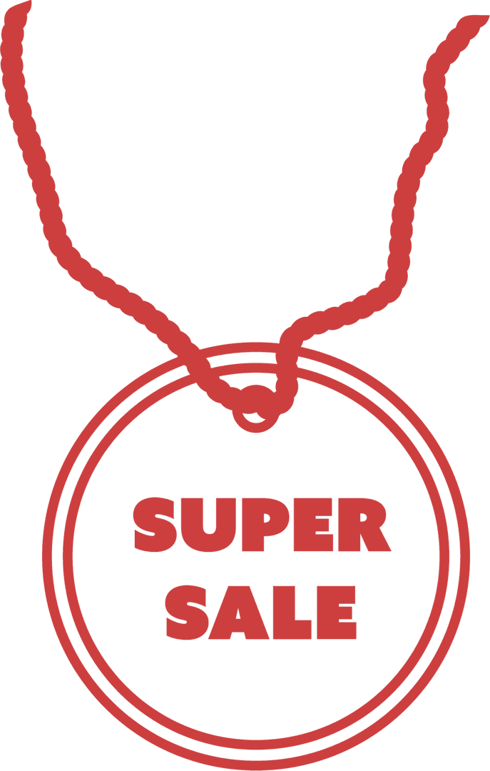 Red Super Sale Label on Transparent Background for Retail Promotions