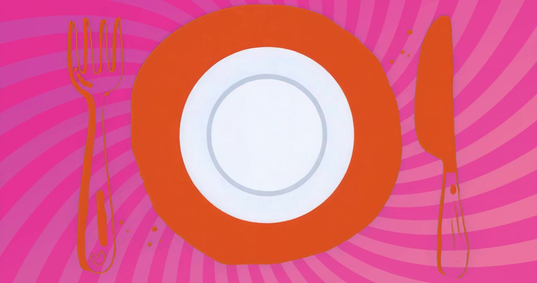 Vibrant Abstract Plate Arrangement with Colorful Swirl