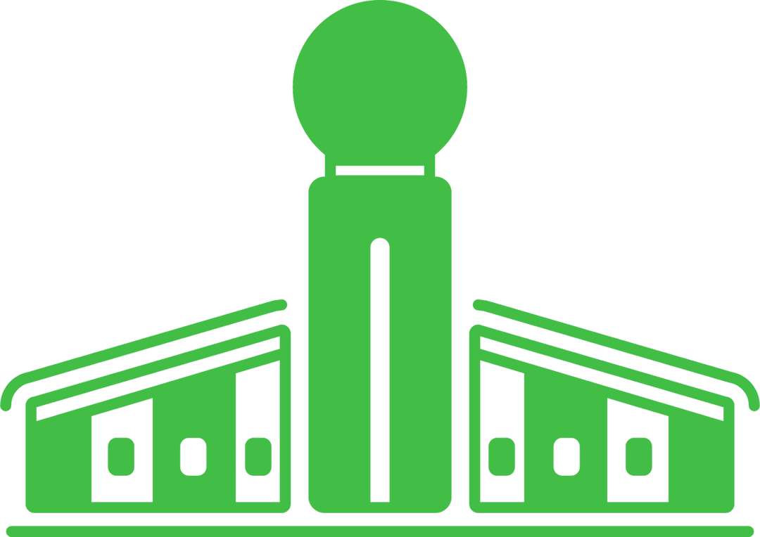 Transparent Green Building Elevation on Vector Illustration