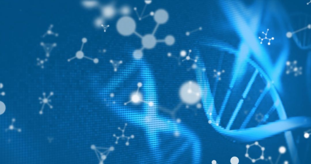 Abstract DNA Structure with Molecular Models in Blue Tone