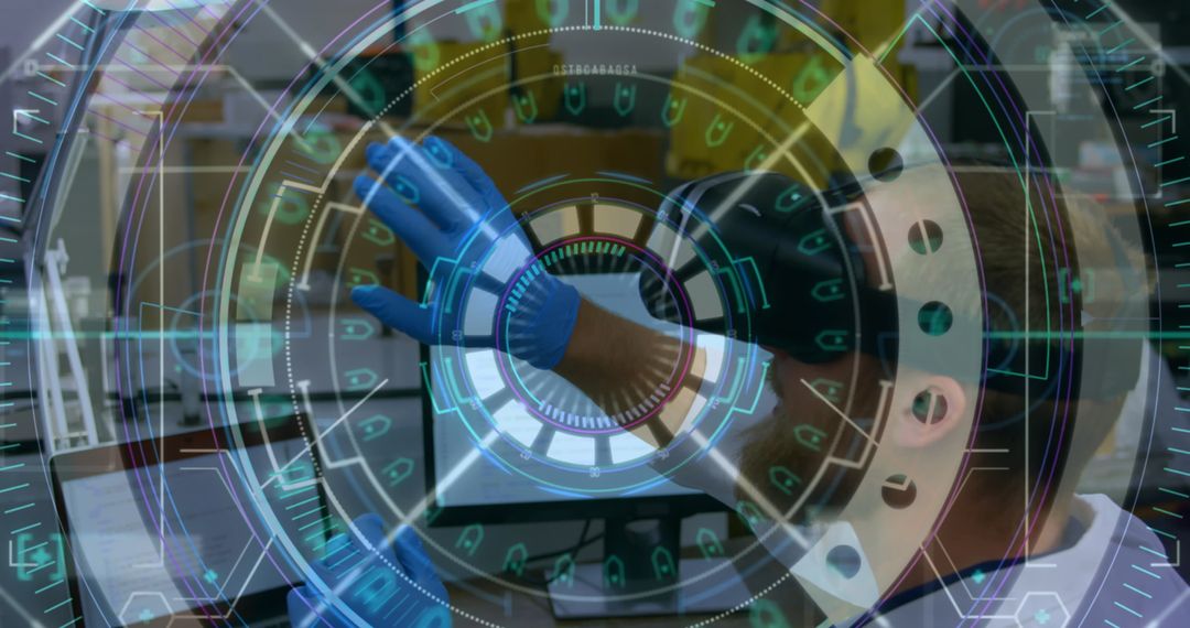 Scientist Engaging with Virtual Reality Interface in Lab