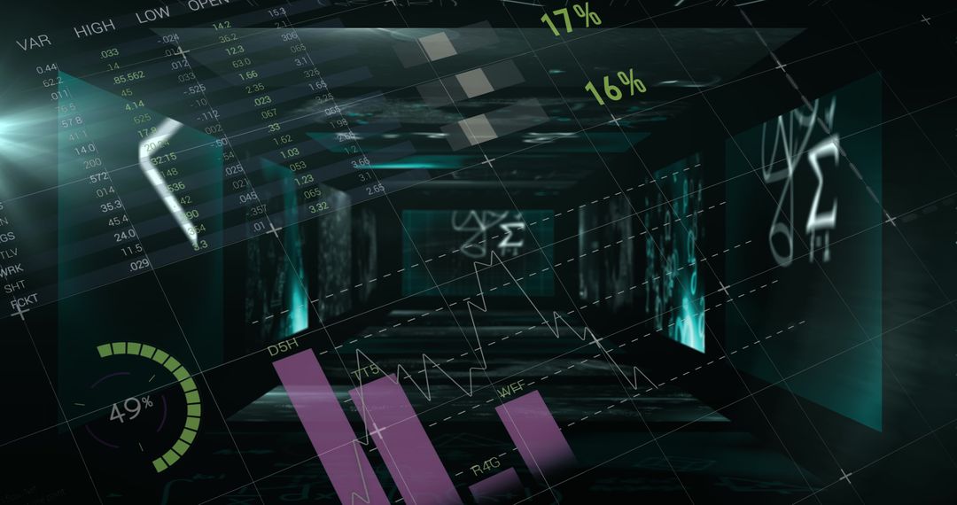 Floating Math Equations and Data Graphics in Digital Space