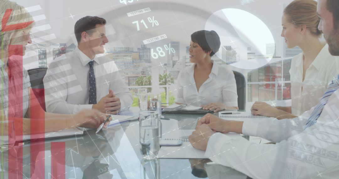 Corporate Team Analyzing Data Projections in Meeting