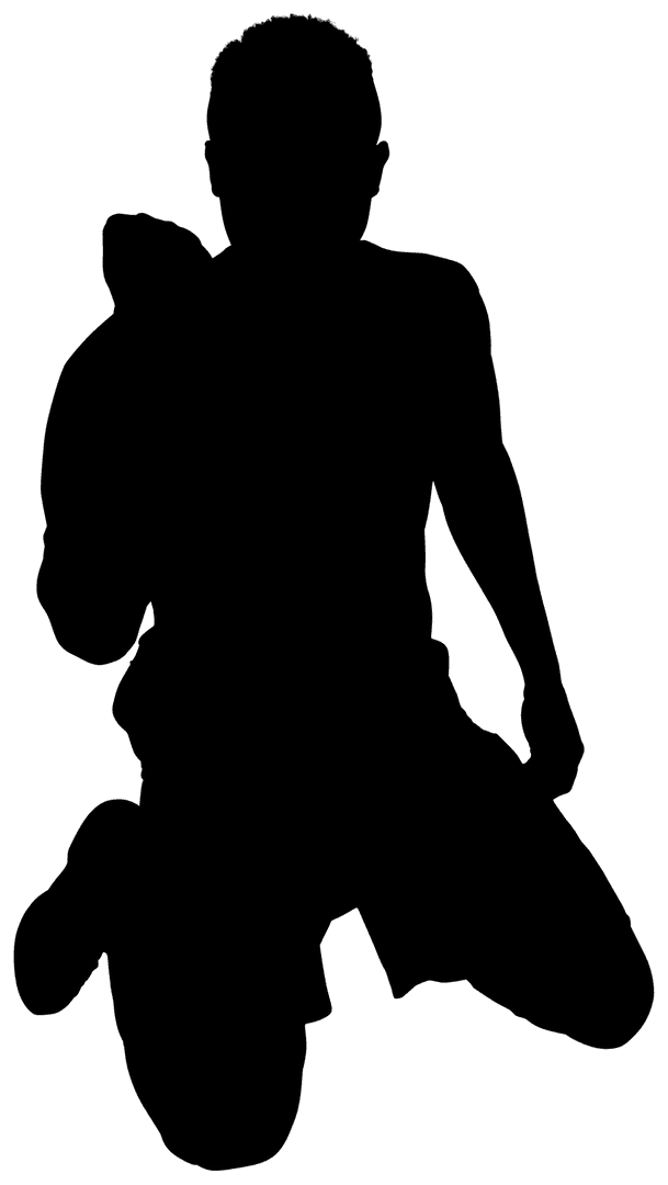 Transparent Silhouette of Man Raising Fist in Victory Pose