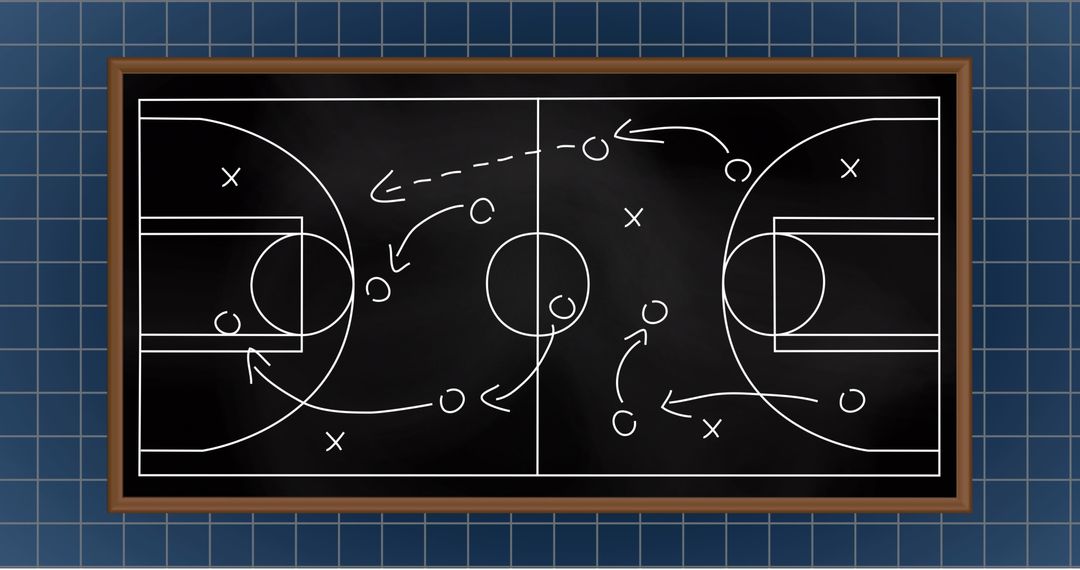 Basketball Strategy Diagram on Blackboard