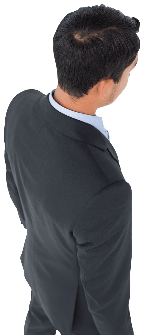 Professional Businessman from Behind on Transparent Background