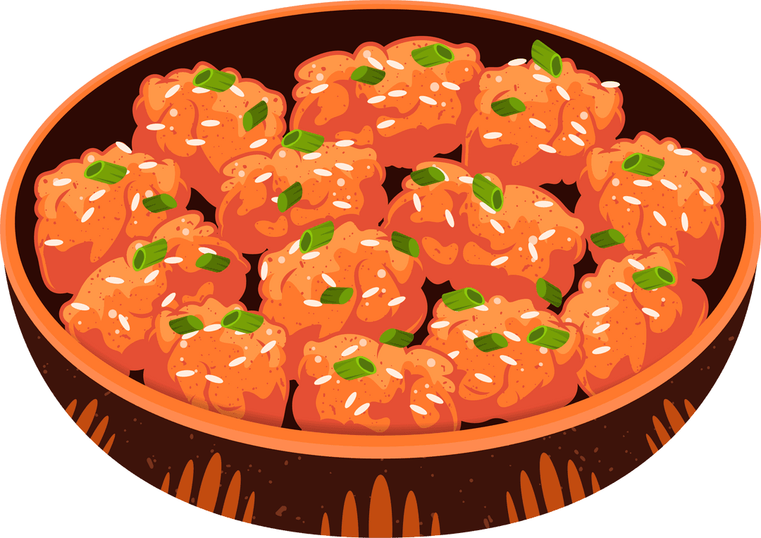 Elegant Bowl of Orange Rice Balls Garnished with Green Onions