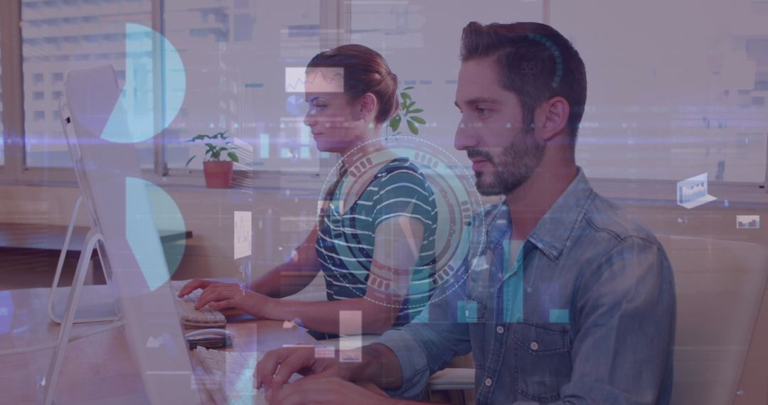 Business Team Cooperating on Innovative Technology Project