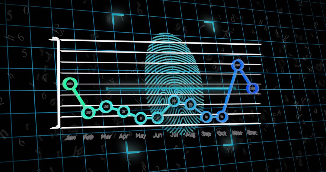 Futuristic Data Processing with Fingerprint Scan Overlay