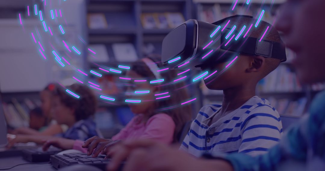 Children Experiencing Virtual Reality and Learning in a Classroom - Free Images, Stock Photos and Pictures on Pikwizard.com