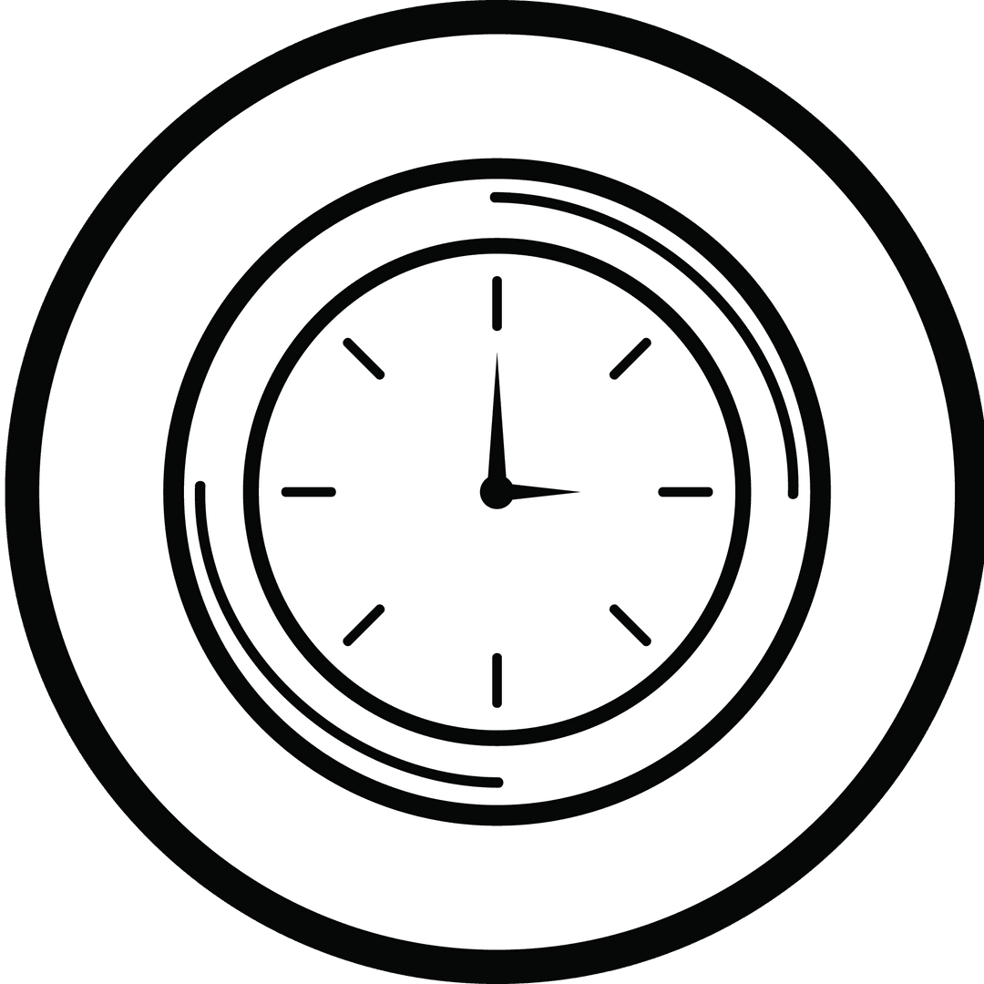 Minimalist Clock Inside Circular Frame on Transparent Background