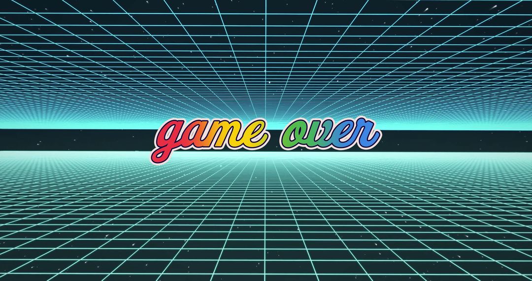 Retro Gaming 'Game Over' Text in Virtual Grid